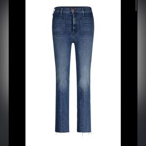 Mother denim hustler patch pocket ankle fray in wash “out for the evening”